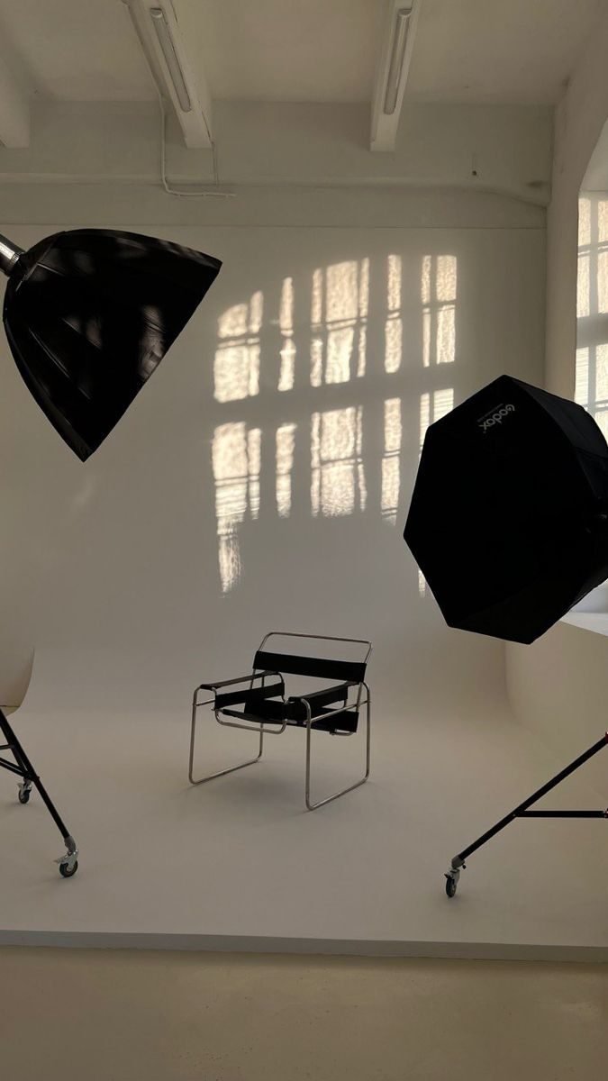 Set de fotografía montado con iluminación de estudio